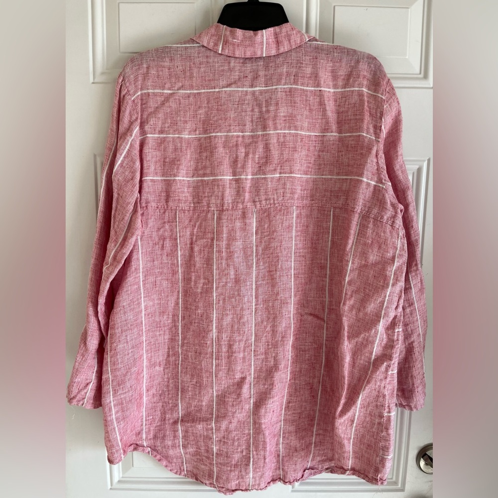 Habitat‎ Blouse 100% Linen Shirt L Top Long Sleeve Wearable Art Beachy Lagenlook - Picture 6 of 9